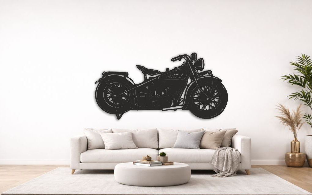 Old School Motorcycle Metal Wall Art