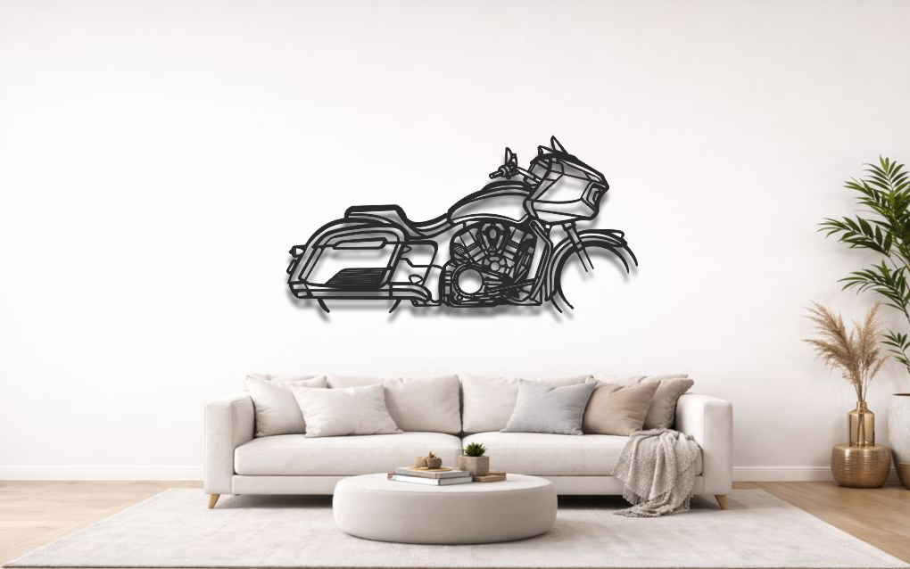 Indian Chief Dark Horse Silhouette Metal Wall Art
