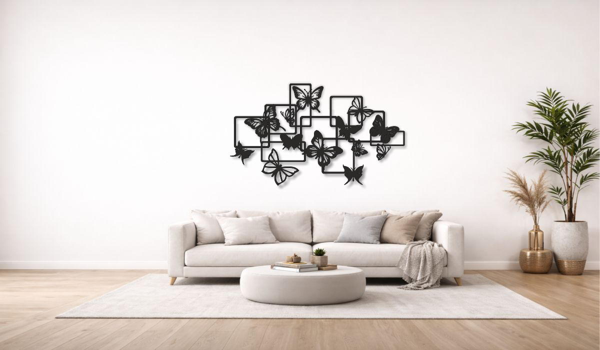 Butterfly Grid Metal Wall Art